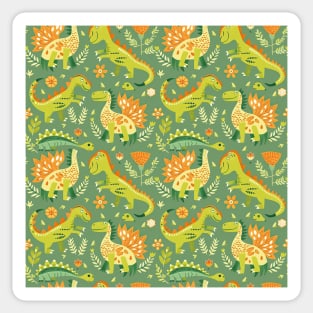 Delightful Dinosaurs in Enchanted Garden Pattern Sticker